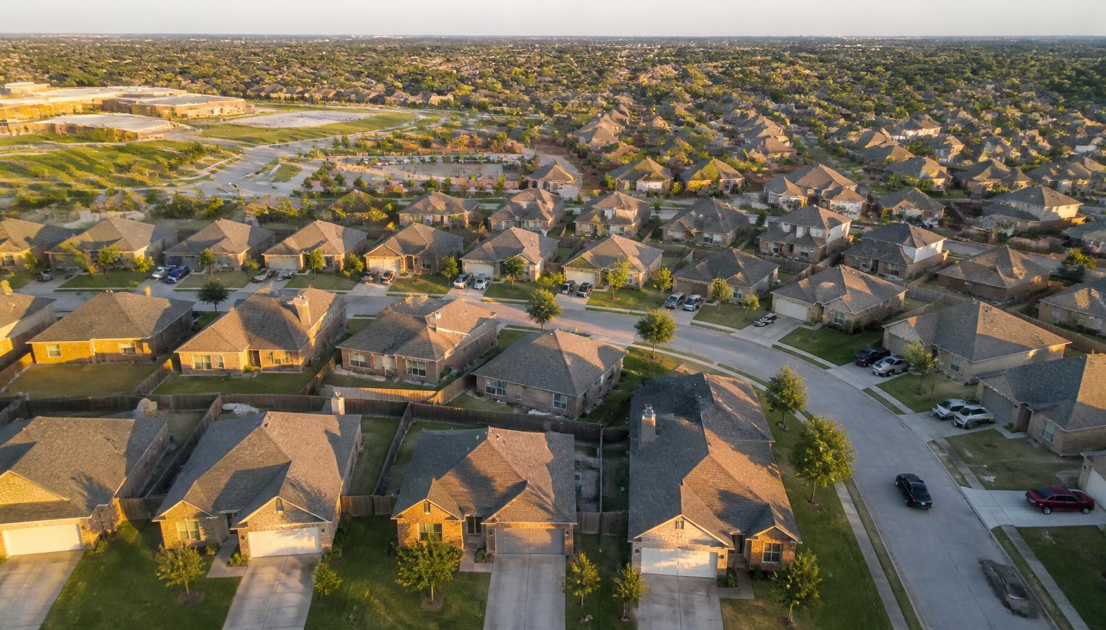 Aerial view of a neighborhood